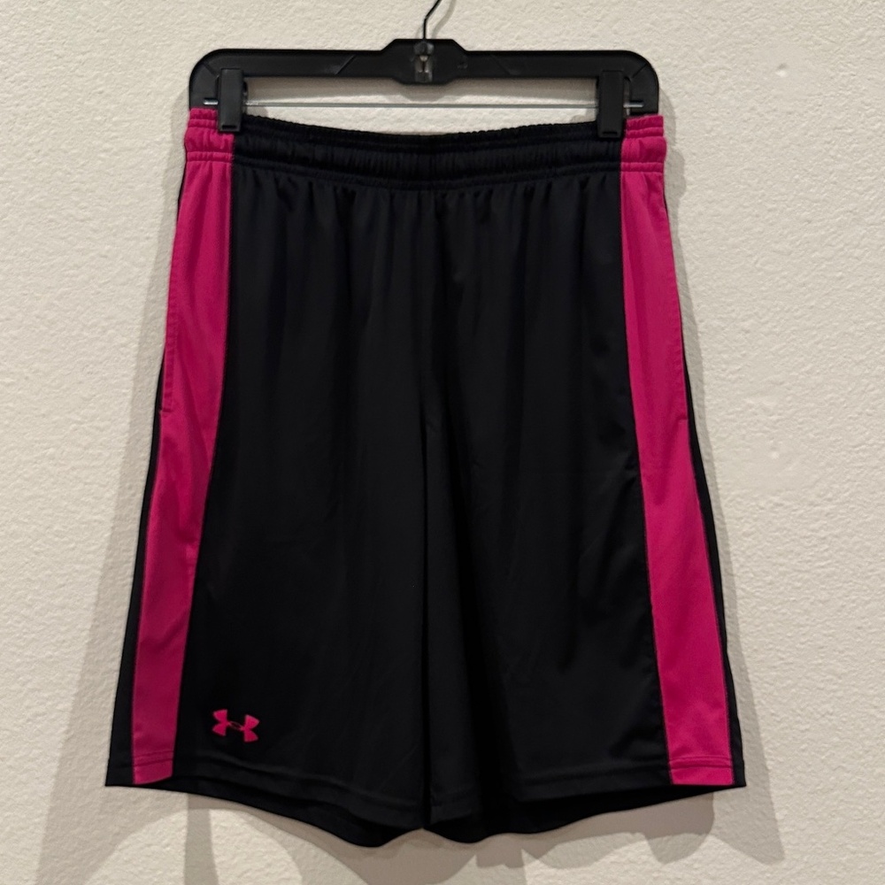 Under Armour Loose-Fit Athletic Shorts Black/Pink – Men’s Medium